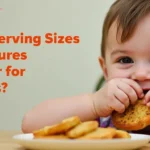 A happy baby enjoying a textured snack, highlighting the importance of serving sizes and textures in baby-led weaning.